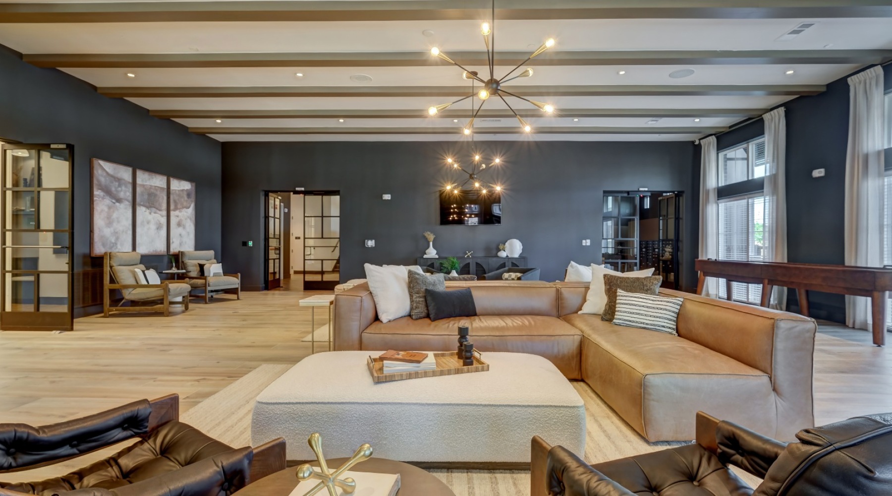 resident clubhouse with ambient lighting