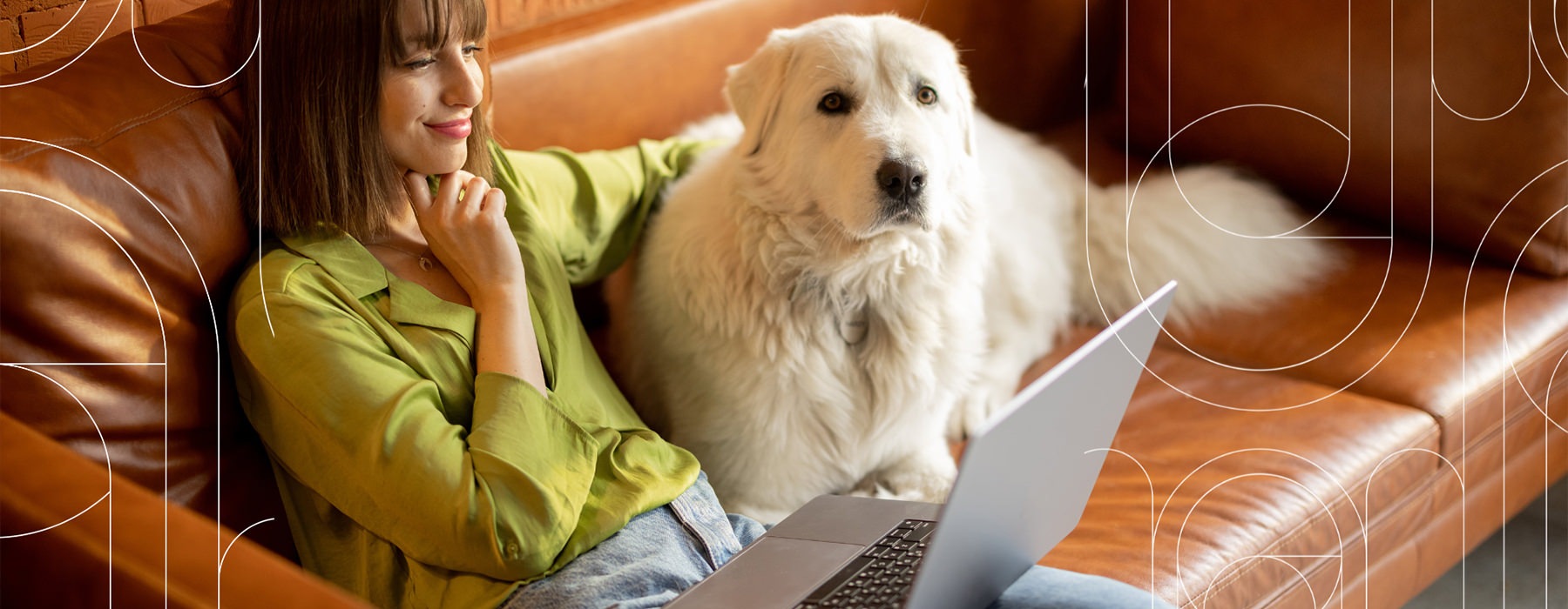 woman and dog on couch