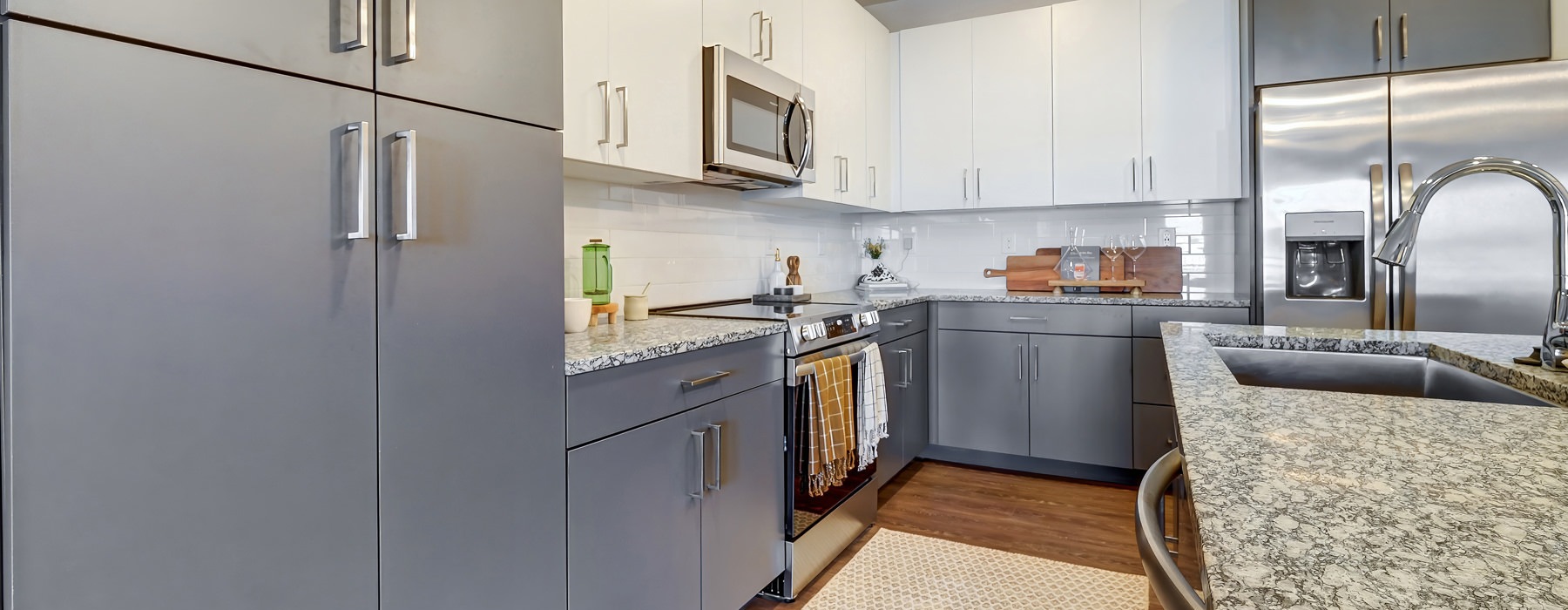 bright kitchen with island