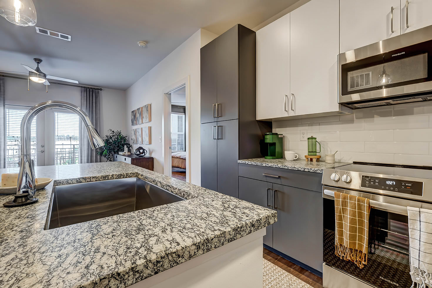 well lit kitchen with island